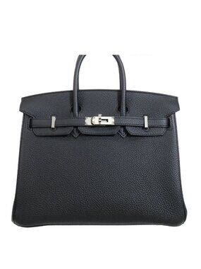 Hermes Birkin 25 Black Silver Togo Handbag